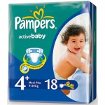 Подгузники, Pampers (Памперс) 9-16 кг р. 4+ №62 актив беби макси плюс